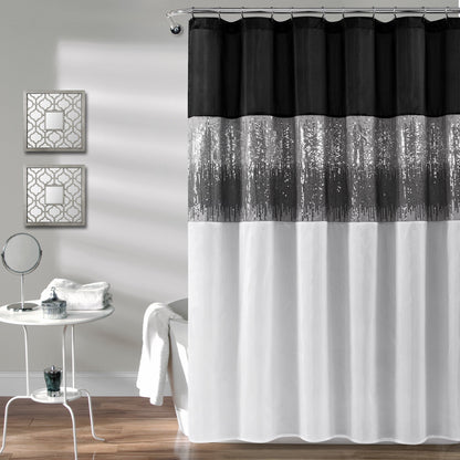 Silver Orchid Gregor Abstract Night Sky Two-tone Shower Curtain