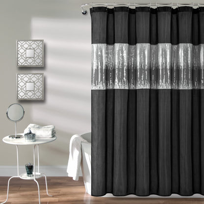 Silver Orchid Gregor Abstract Night Sky Two-tone Shower Curtain