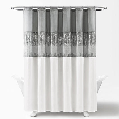 Silver Orchid Gregor Abstract Night Sky Two-tone Shower Curtain