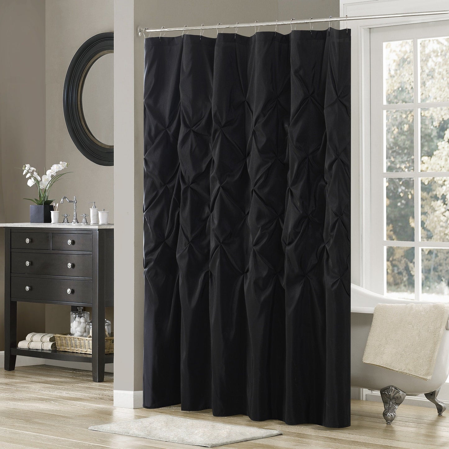 Madison Park Laurel Tufted Semi-Sheer Shower Curtain