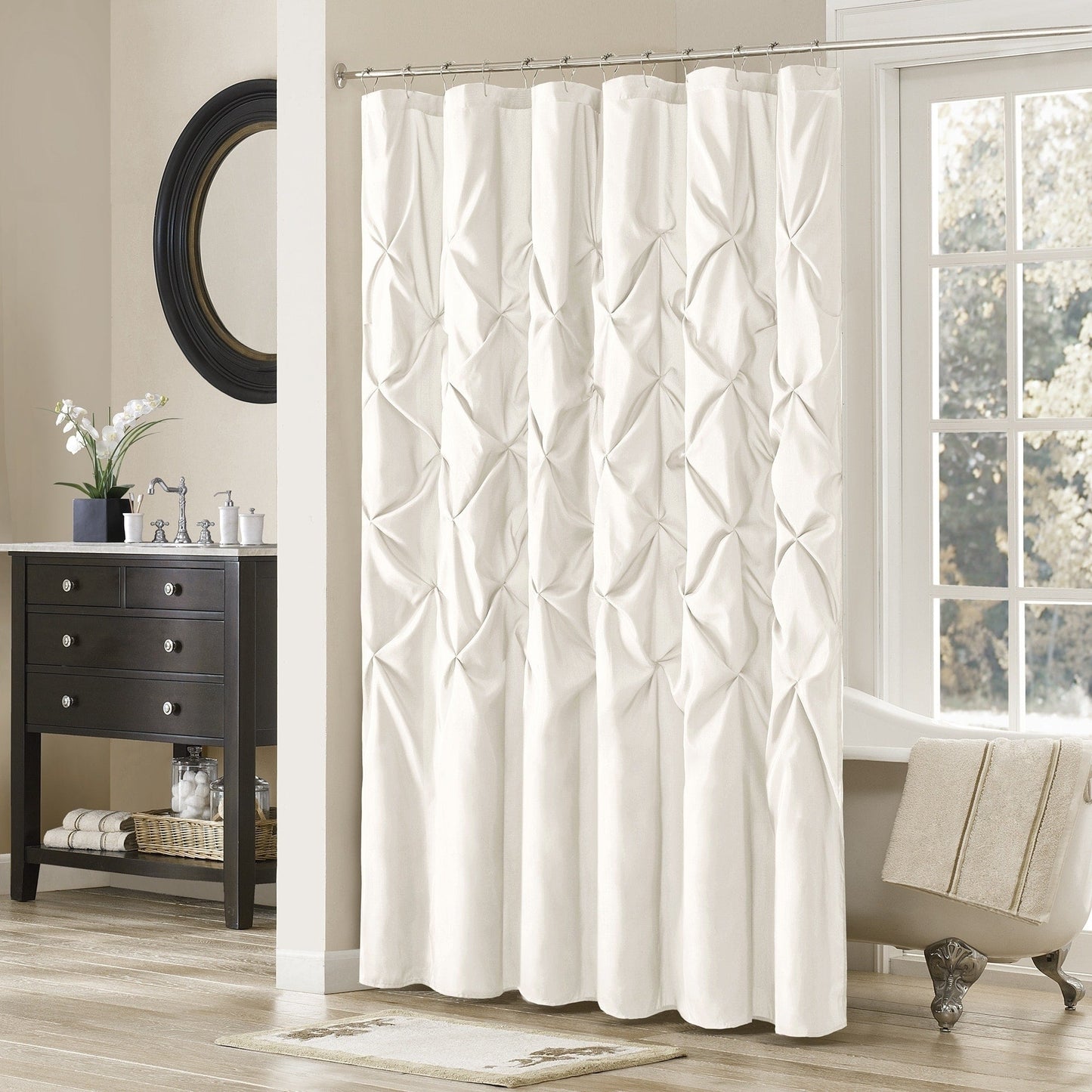 Madison Park Laurel Tufted Semi-Sheer Shower Curtain