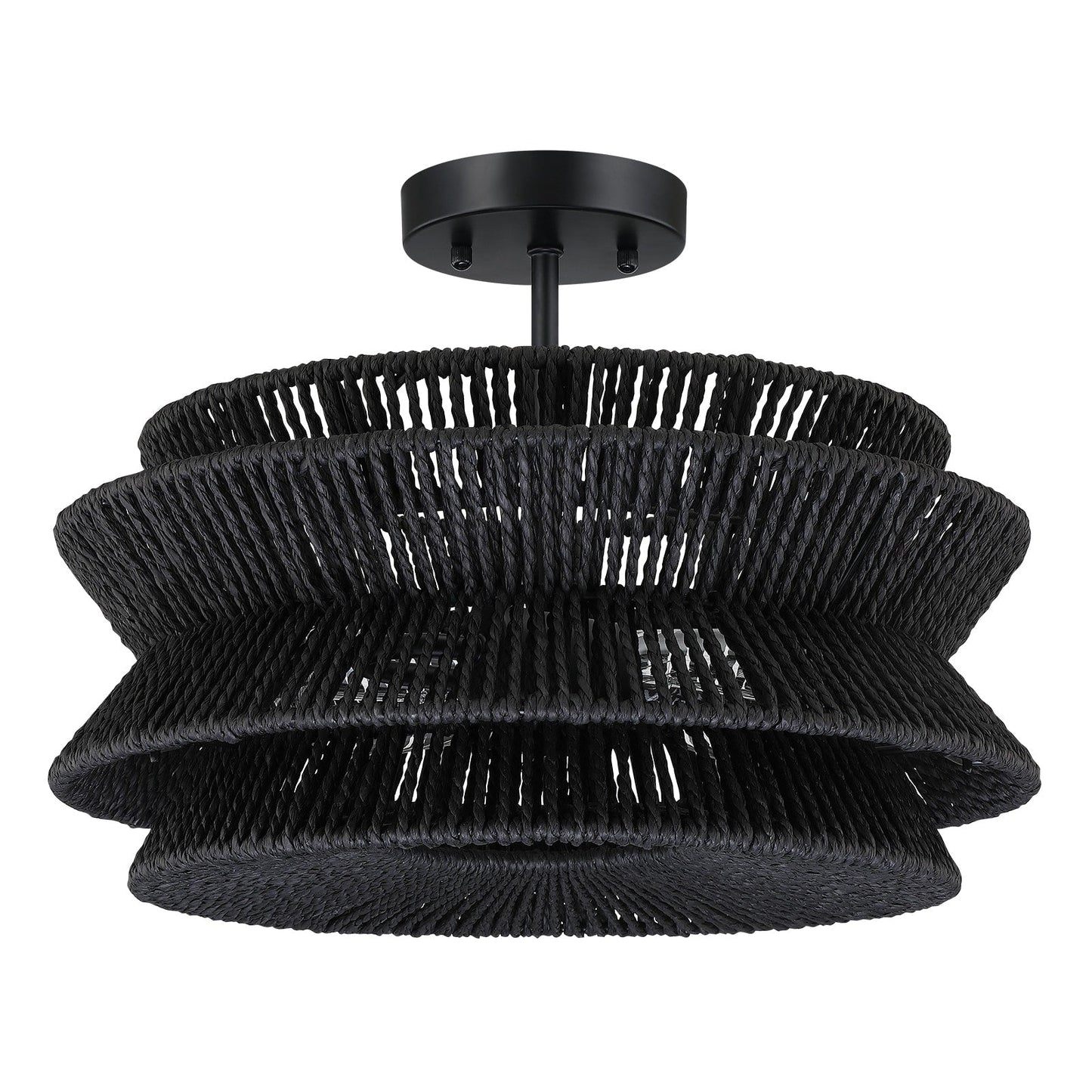 Silvia 2-Light Bohemian Woven Rope Semi-Flush Mount Ceiling Light - 16 in. W