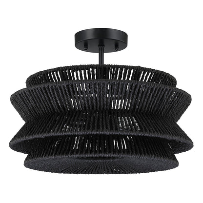 Silvia 2-Light Bohemian Woven Rope Semi-Flush Mount Ceiling Light - 16 in. W