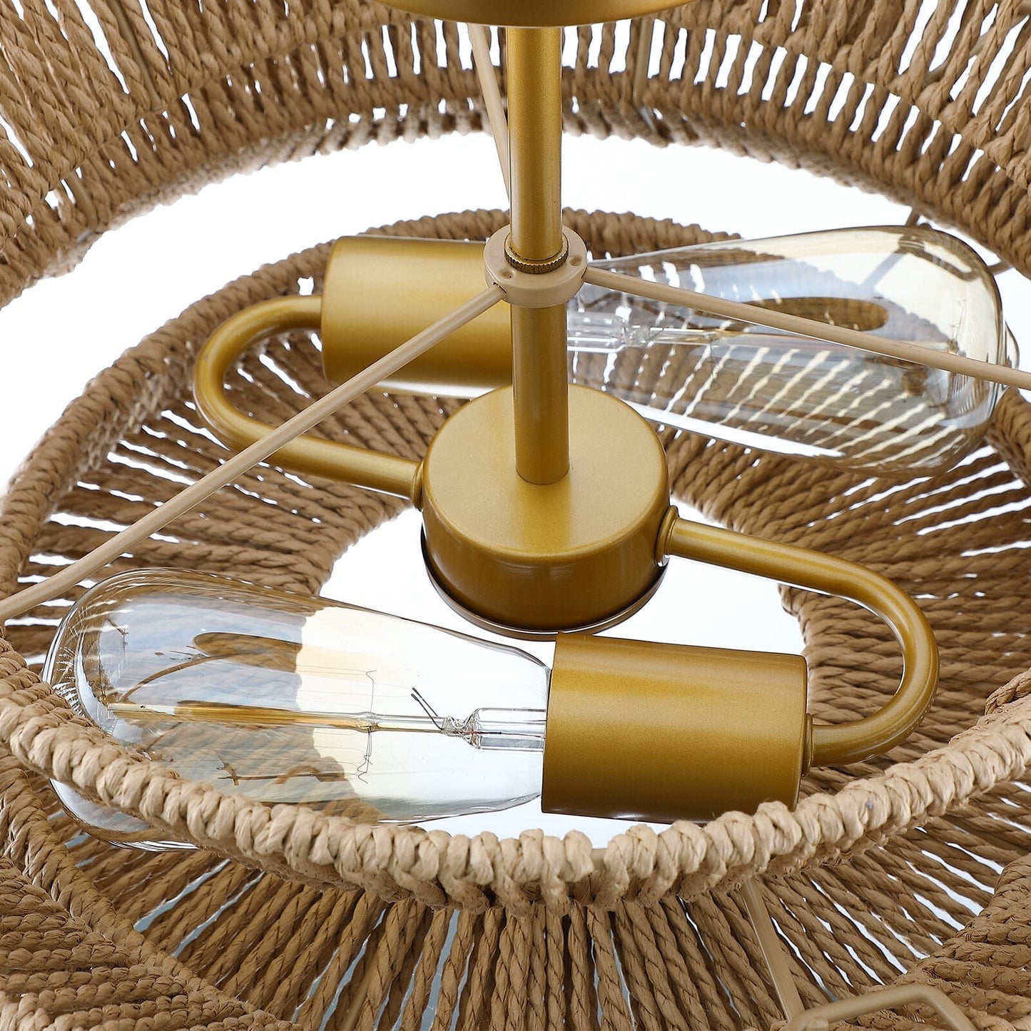 Silvia 2-Light Bohemian Woven Rope Semi-Flush Mount Ceiling Light - 16 in. W