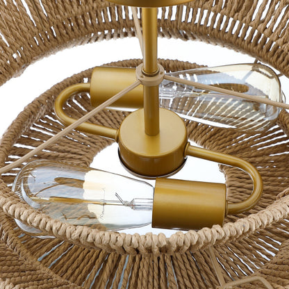 Silvia 2-Light Bohemian Woven Rope Semi-Flush Mount Ceiling Light - 16 in. W