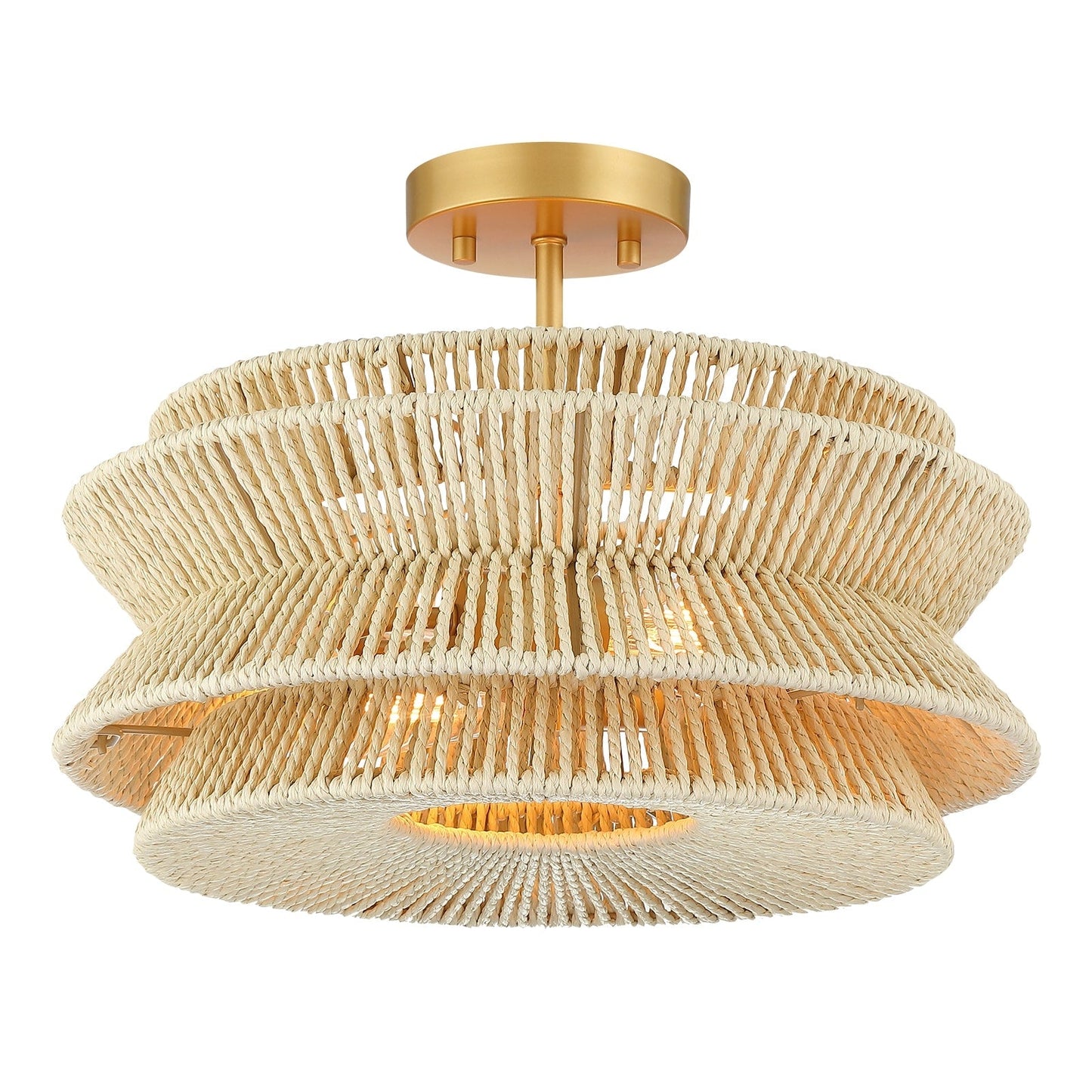 Silvia 2-Light Bohemian Woven Rope Semi-Flush Mount Ceiling Light - 16 in. W