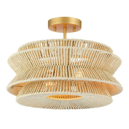 Silvia 2-Light Bohemian Woven Rope Semi-Flush Mount Ceiling Light - 16 in. W