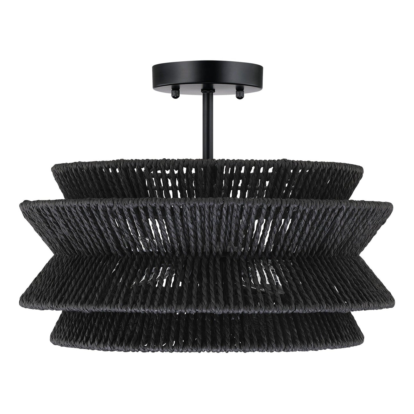 Silvia 2-Light Bohemian Woven Rope Semi-Flush Mount Ceiling Light - 16 in. W