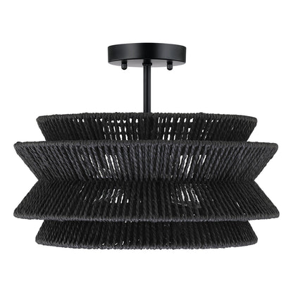 Silvia 2-Light Bohemian Woven Rope Semi-Flush Mount Ceiling Light - 16 in. W