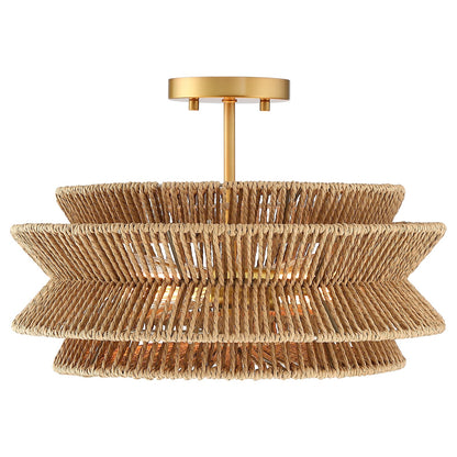 Silvia 2-Light Bohemian Woven Rope Semi-Flush Mount Ceiling Light - 16 in. W