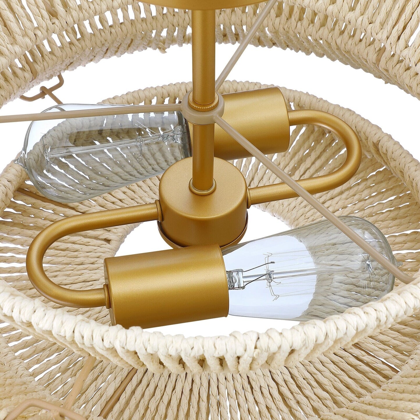 Silvia 2-Light Bohemian Woven Rope Semi-Flush Mount Ceiling Light - 16 in. W