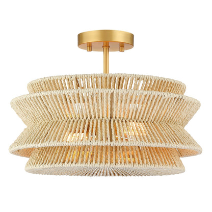 Silvia 2-Light Bohemian Woven Rope Semi-Flush Mount Ceiling Light - 16 in. W
