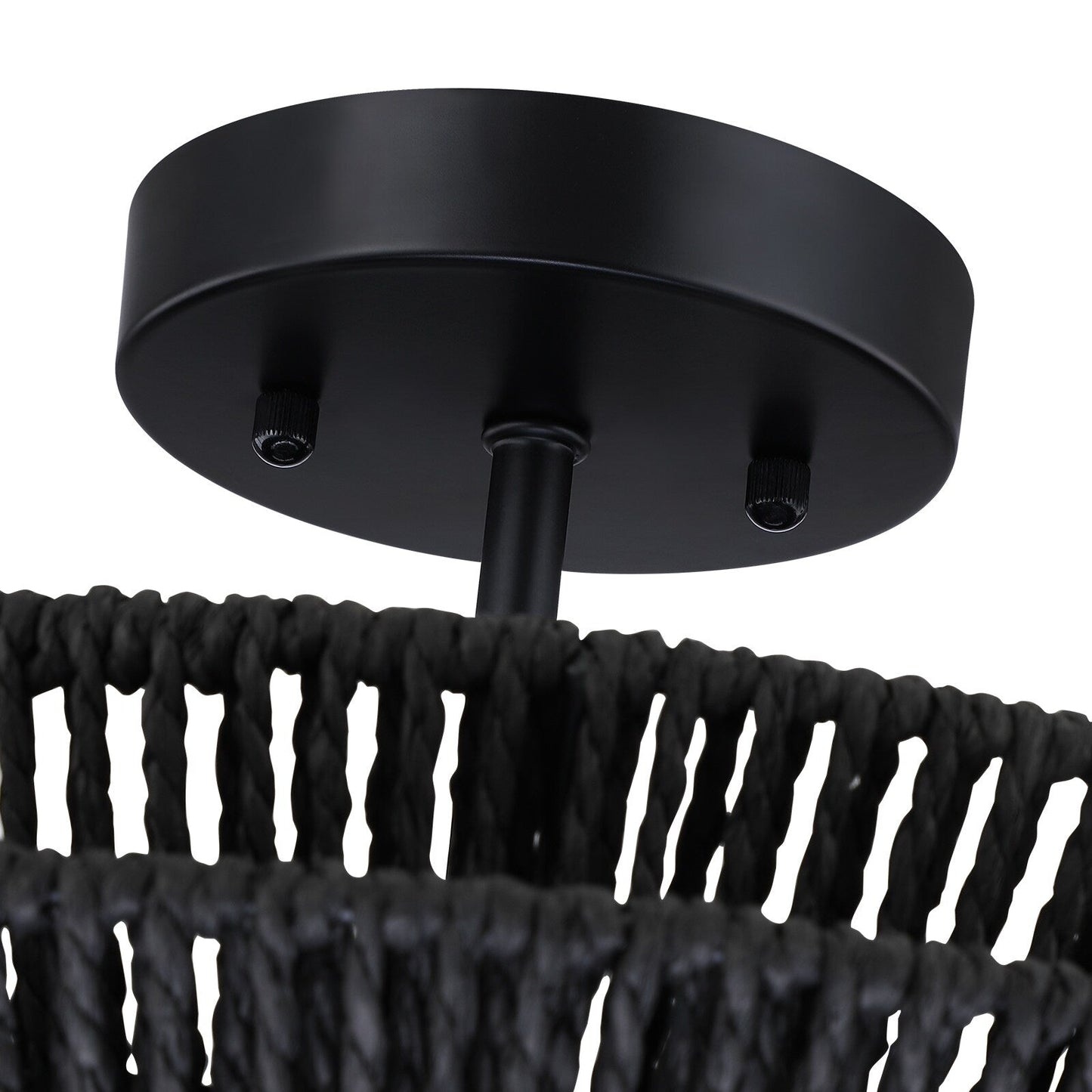 Silvia 2-Light Bohemian Woven Rope Semi-Flush Mount Ceiling Light - 16 in. W