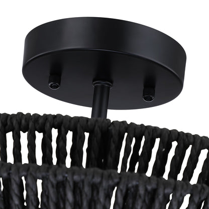 Silvia 2-Light Bohemian Woven Rope Semi-Flush Mount Ceiling Light - 16 in. W