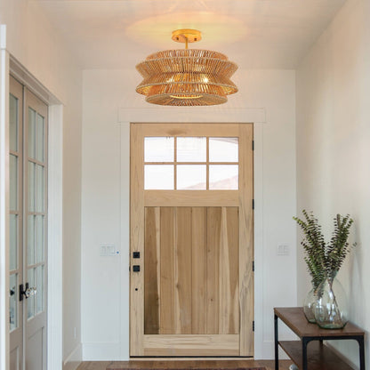 Silvia 2-Light Bohemian Woven Rope Semi-Flush Mount Ceiling Light - 16 in. W