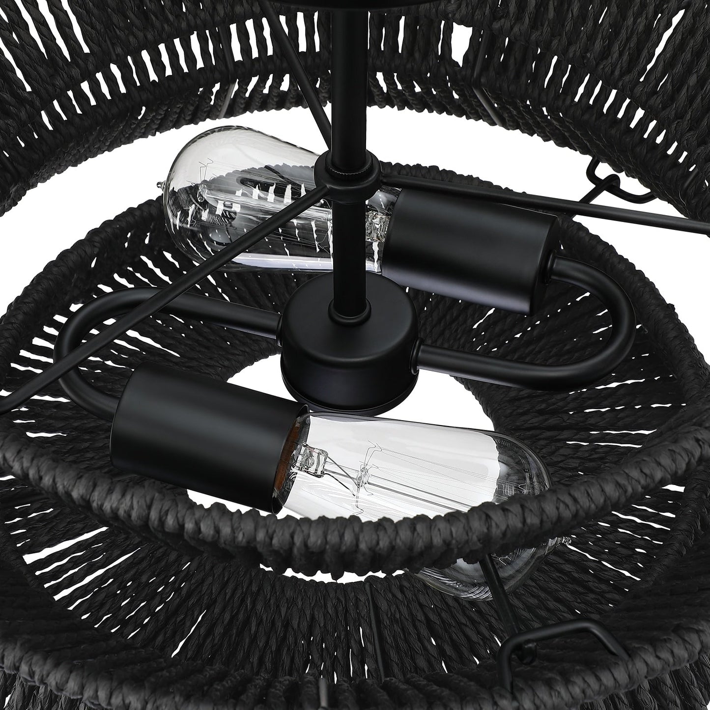 Silvia 2-Light Bohemian Woven Rope Semi-Flush Mount Ceiling Light - 16 in. W