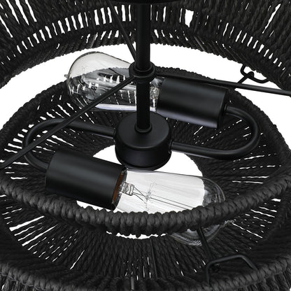 Silvia 2-Light Bohemian Woven Rope Semi-Flush Mount Ceiling Light - 16 in. W