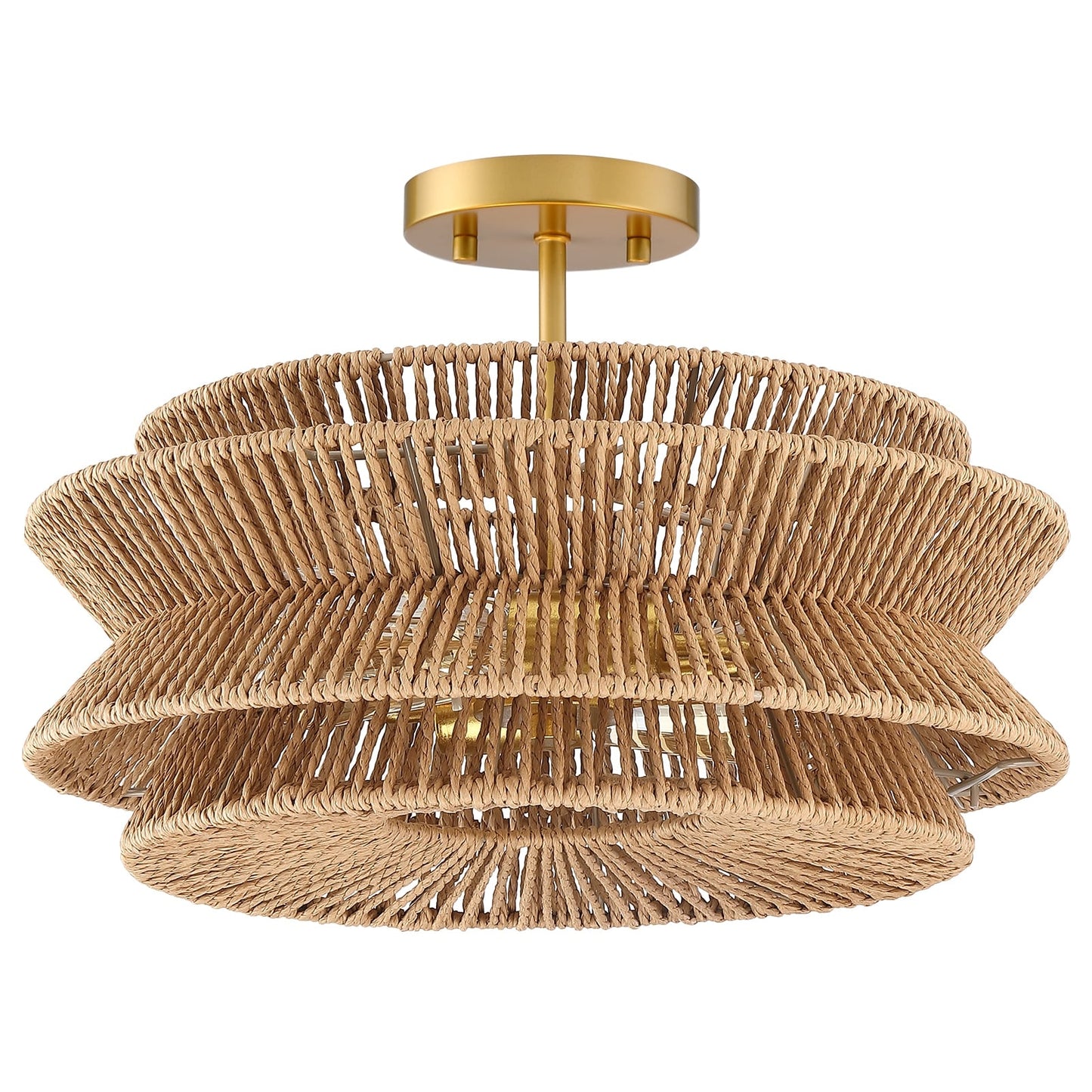 Silvia 2-Light Bohemian Woven Rope Semi-Flush Mount Ceiling Light - 16 in. W
