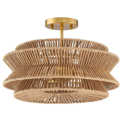 Silvia 2-Light Bohemian Woven Rope Semi-Flush Mount Ceiling Light - 16 in. W