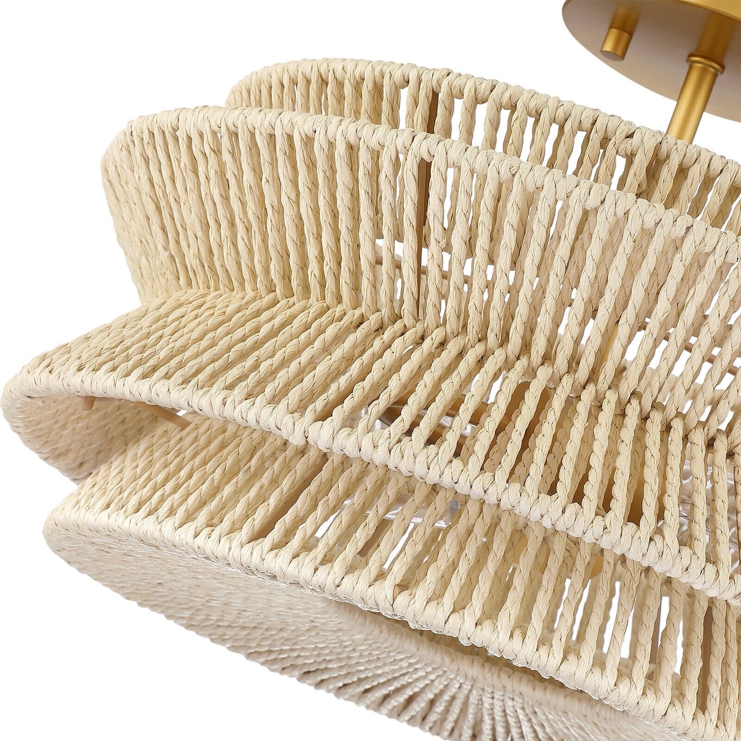 Silvia 2-Light Bohemian Woven Rope Semi-Flush Mount Ceiling Light - 16 in. W