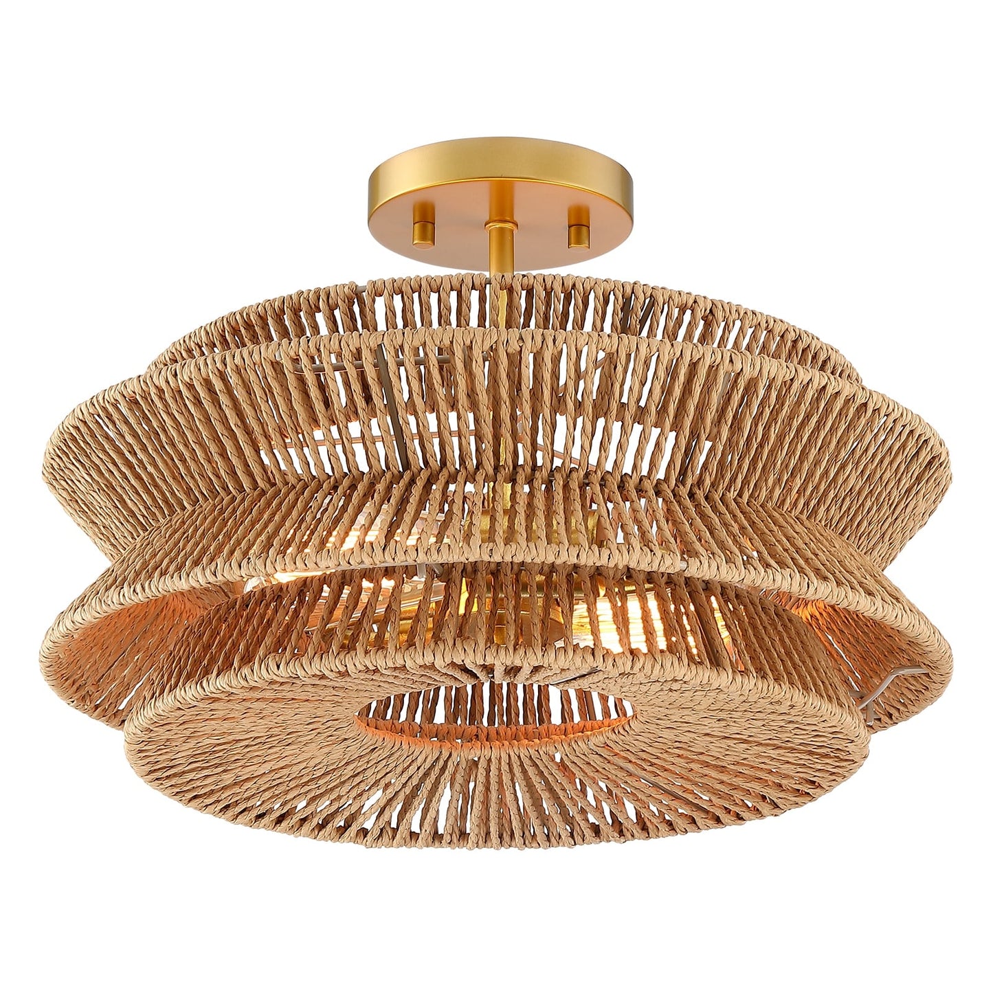 Silvia 2-Light Bohemian Woven Rope Semi-Flush Mount Ceiling Light - 16 in. W