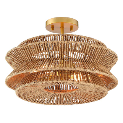 Silvia 2-Light Bohemian Woven Rope Semi-Flush Mount Ceiling Light - 16 in. W