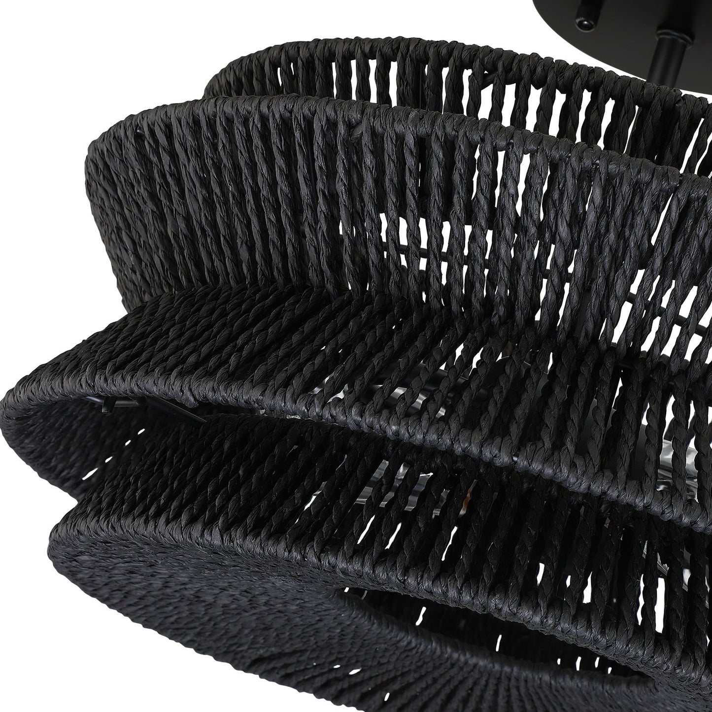 Silvia 2-Light Bohemian Woven Rope Semi-Flush Mount Ceiling Light - 16 in. W