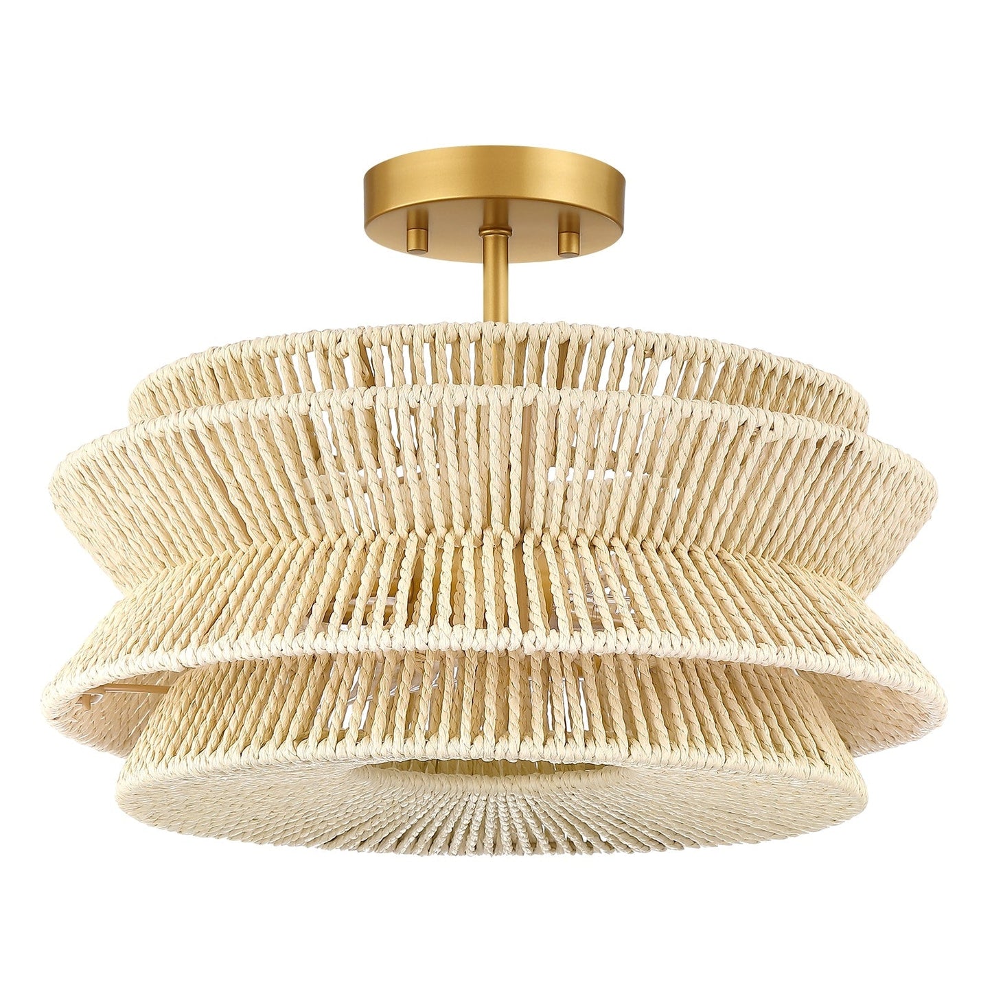 Silvia 2-Light Bohemian Woven Rope Semi-Flush Mount Ceiling Light - 16 in. W