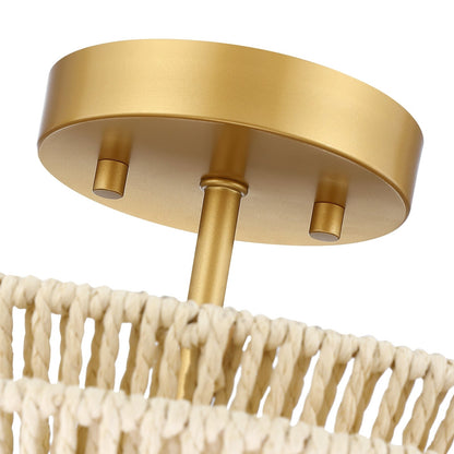 Silvia 2-Light Bohemian Woven Rope Semi-Flush Mount Ceiling Light - 16 in. W