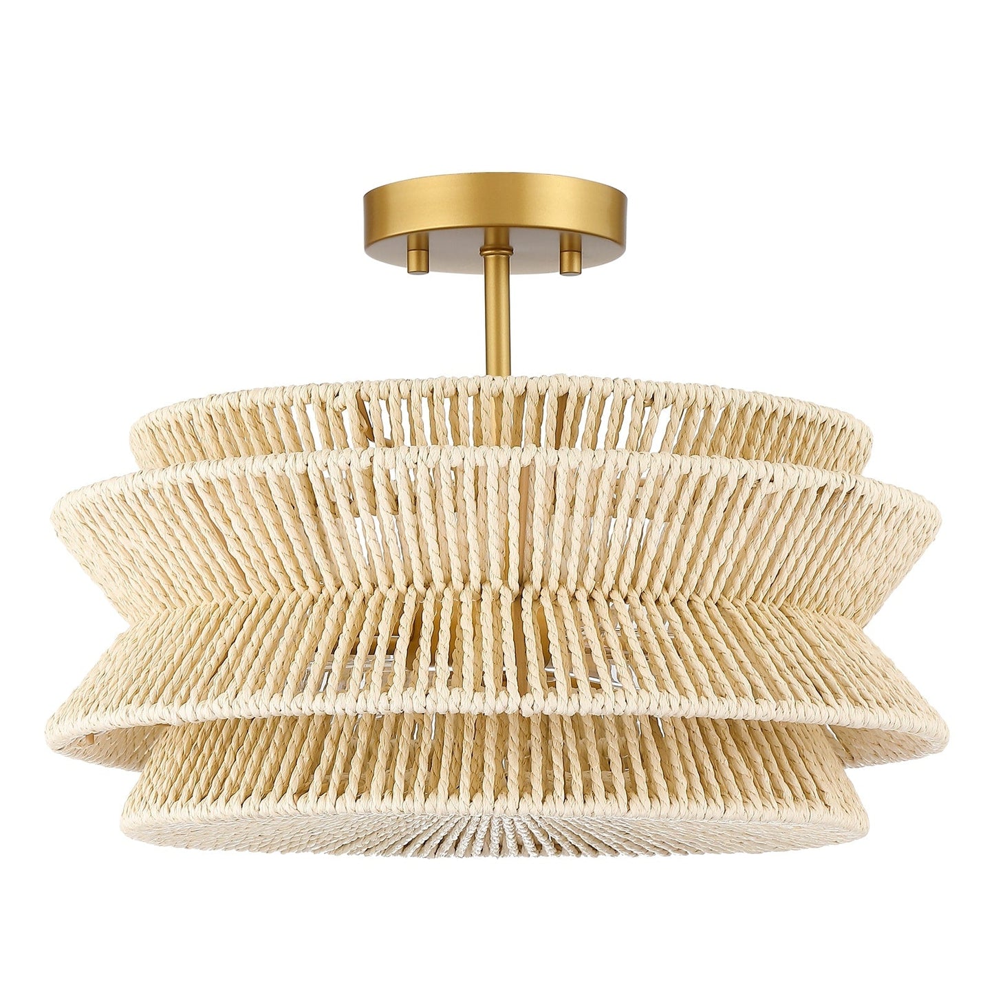 Silvia 2-Light Bohemian Woven Rope Semi-Flush Mount Ceiling Light - 16 in. W