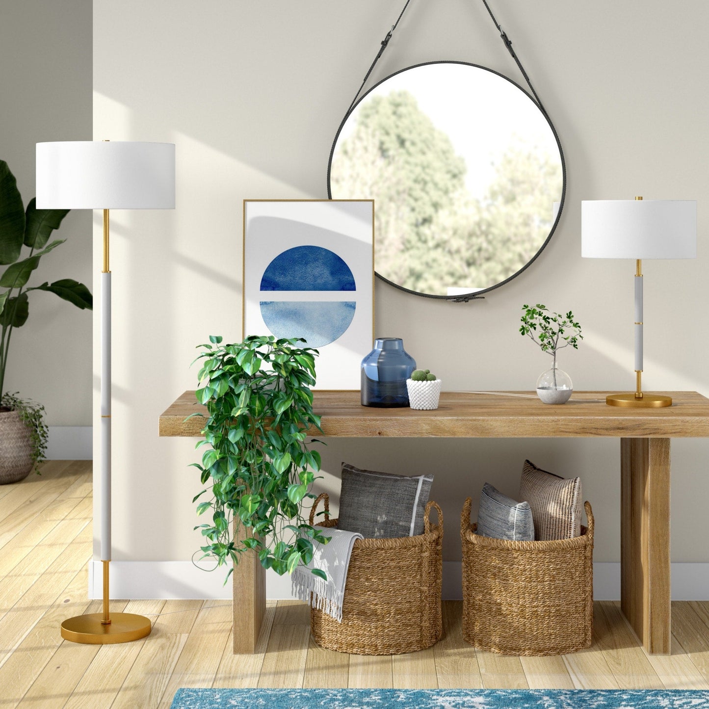 Simone 2-Light Floor Lamp with Fabric Shade