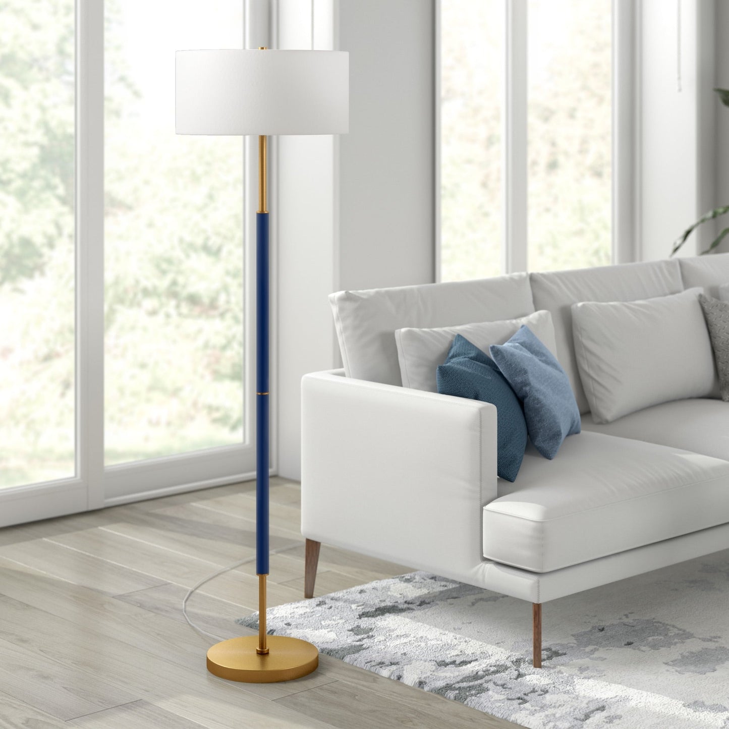 Simone 2-Light Floor Lamp with Fabric Shade
