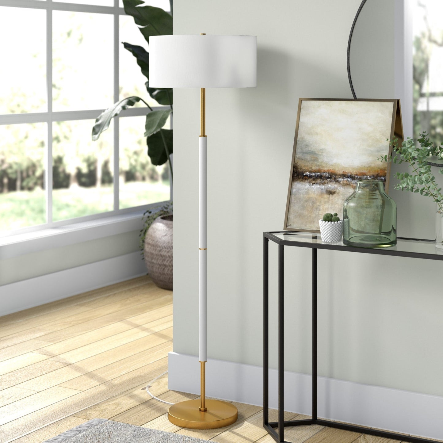 Simone 2-Light Floor Lamp with Fabric Shade