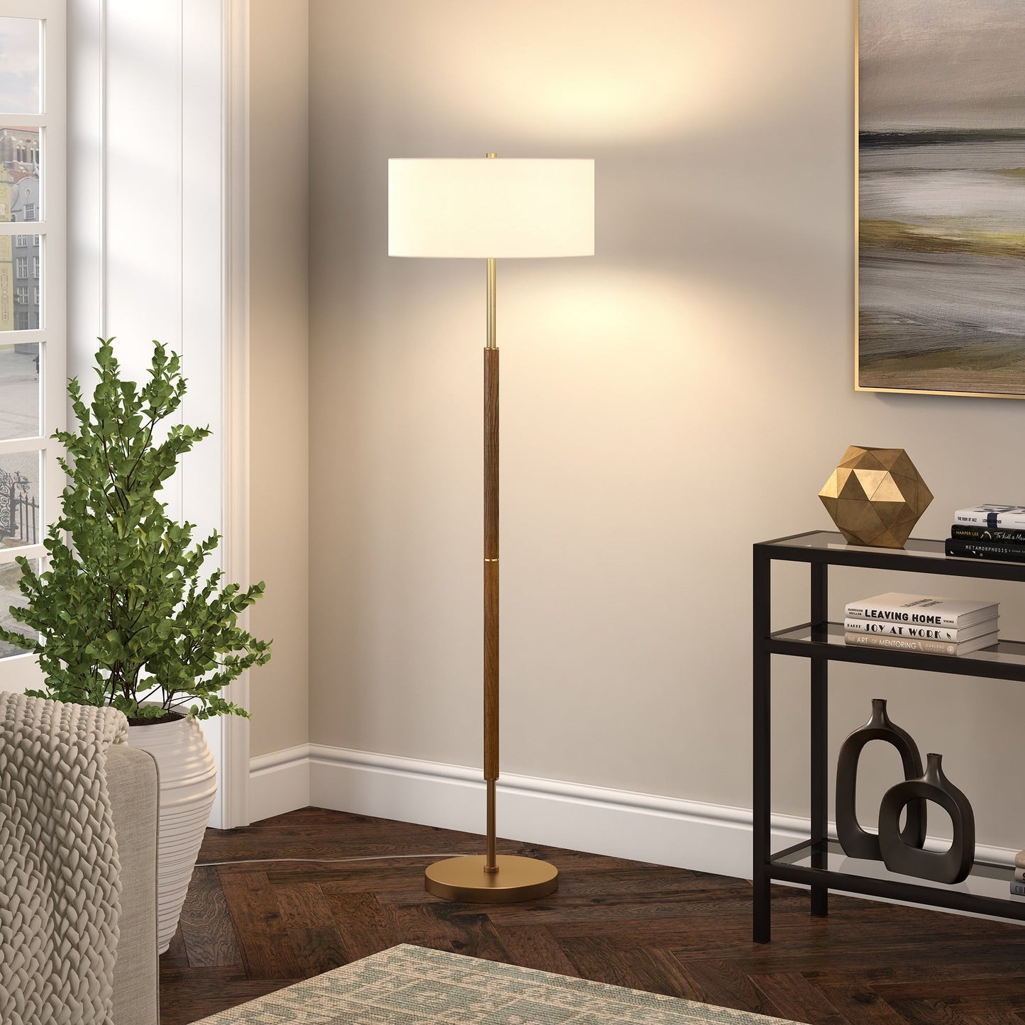 Simone 2-Light Floor Lamp with Fabric Shade