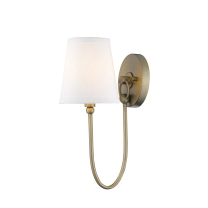Simple Rustic 1-Light Antique Brass Wall Sconce with Shade