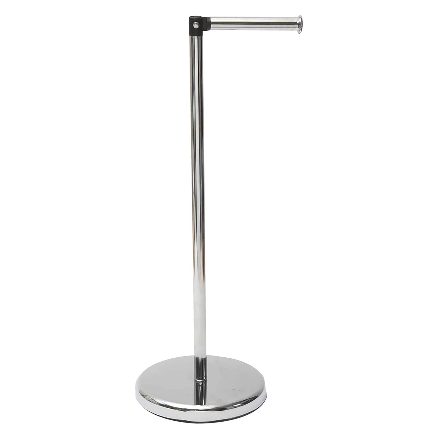 Sleek Toilet Paper Holder with Folding Arm and Reserve Compact Freestanding Metal Holder - Diameter 8 inches X 22 H