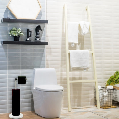 Sleek Toilet Paper Holder with Folding Arm and Reserve Compact Freestanding Metal Holder - Diameter 8 inches X 22 H