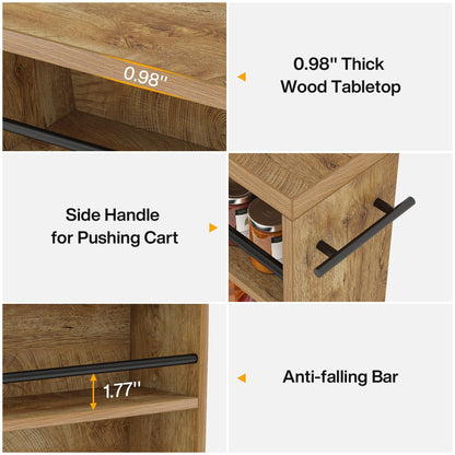 Slim Storage Cart, Rolling Narrow Kitchen Cart on Wheels - N/A