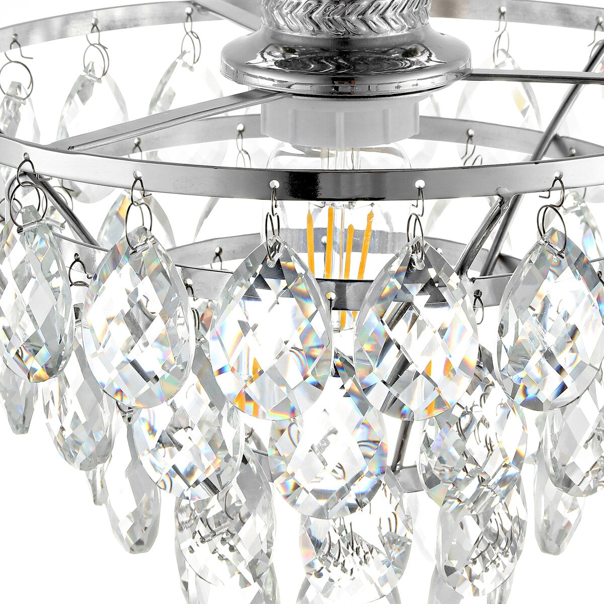 WINGBO Small Crystal Ceiling Light Fixture Mini Semi Flush Mount... - N/A