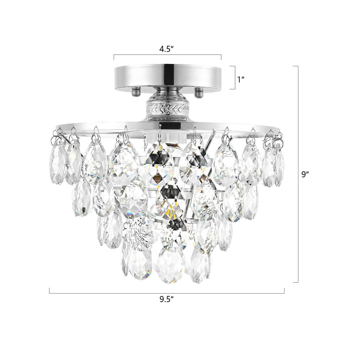 WINGBO Small Crystal Ceiling Light Fixture Mini Semi Flush Mount... - N/A