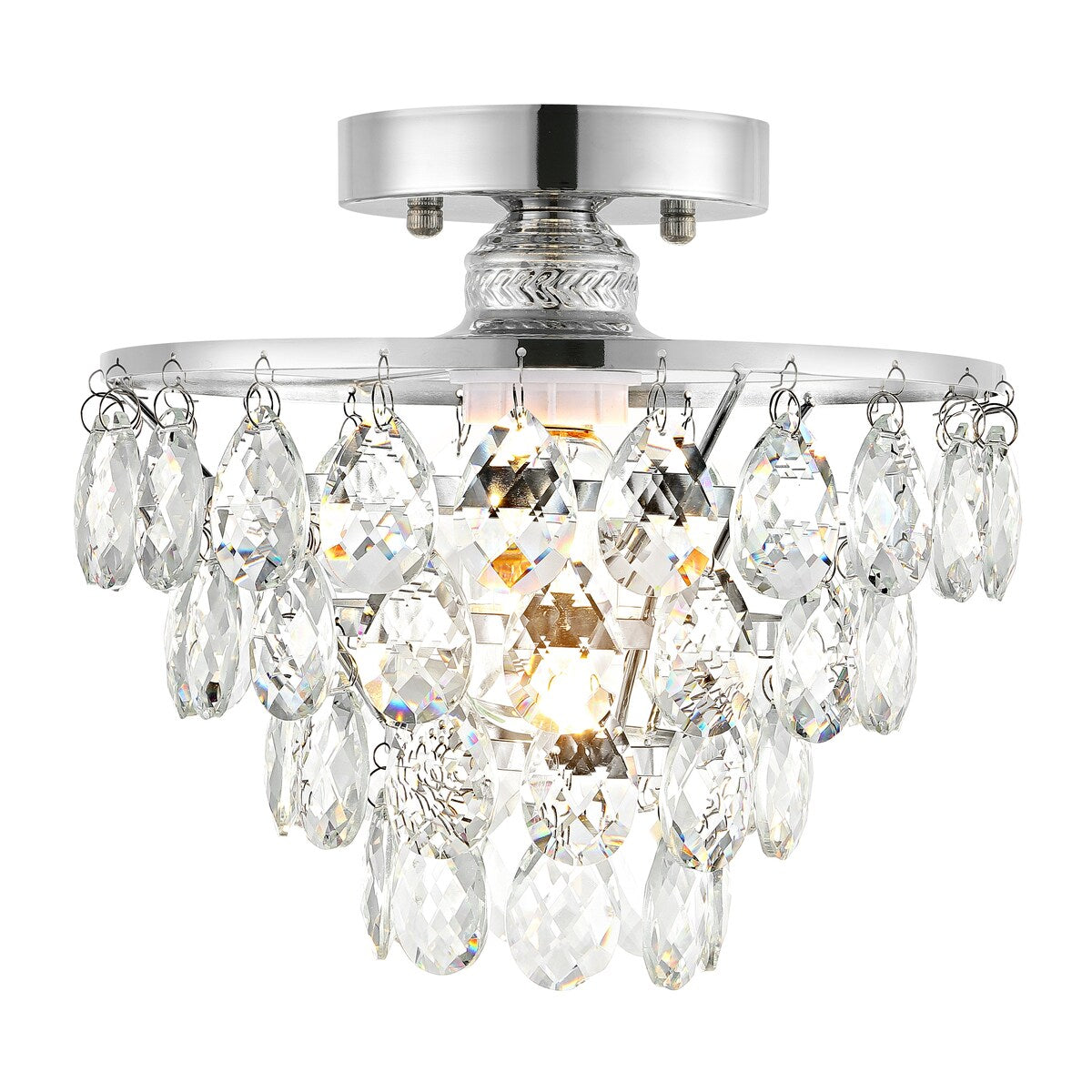 WINGBO Small Crystal Ceiling Light Fixture Mini Semi Flush Mount... - N/A