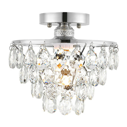 WINGBO Small Crystal Ceiling Light Fixture Mini Semi Flush Mount... - N/A