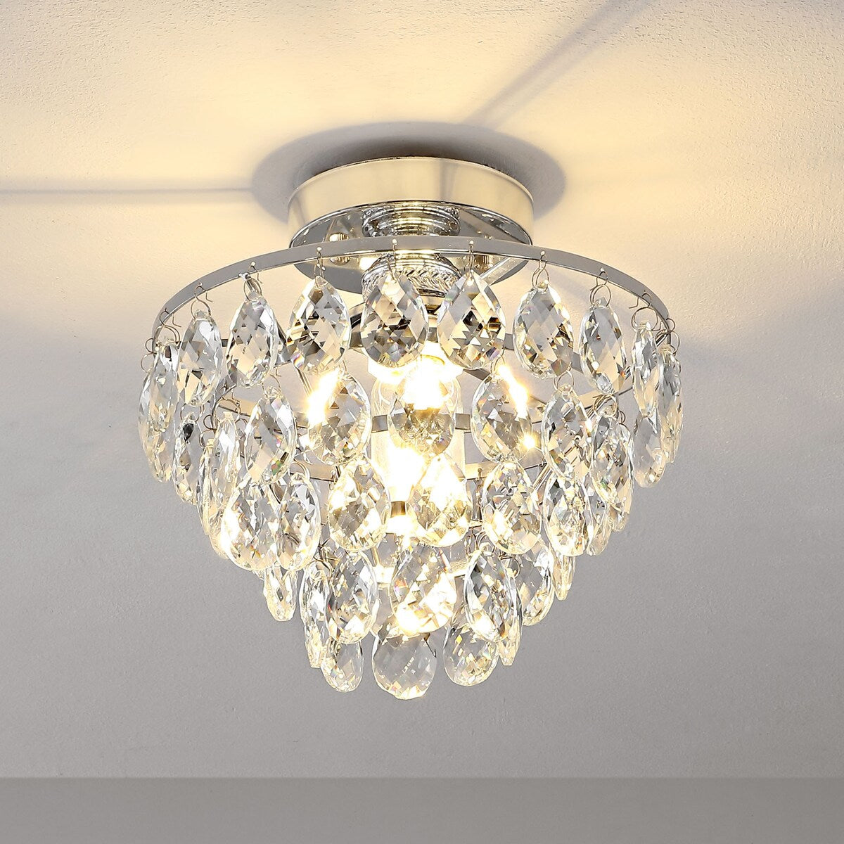 WINGBO Small Crystal Ceiling Light Fixture Mini Semi Flush Mount... - N/A