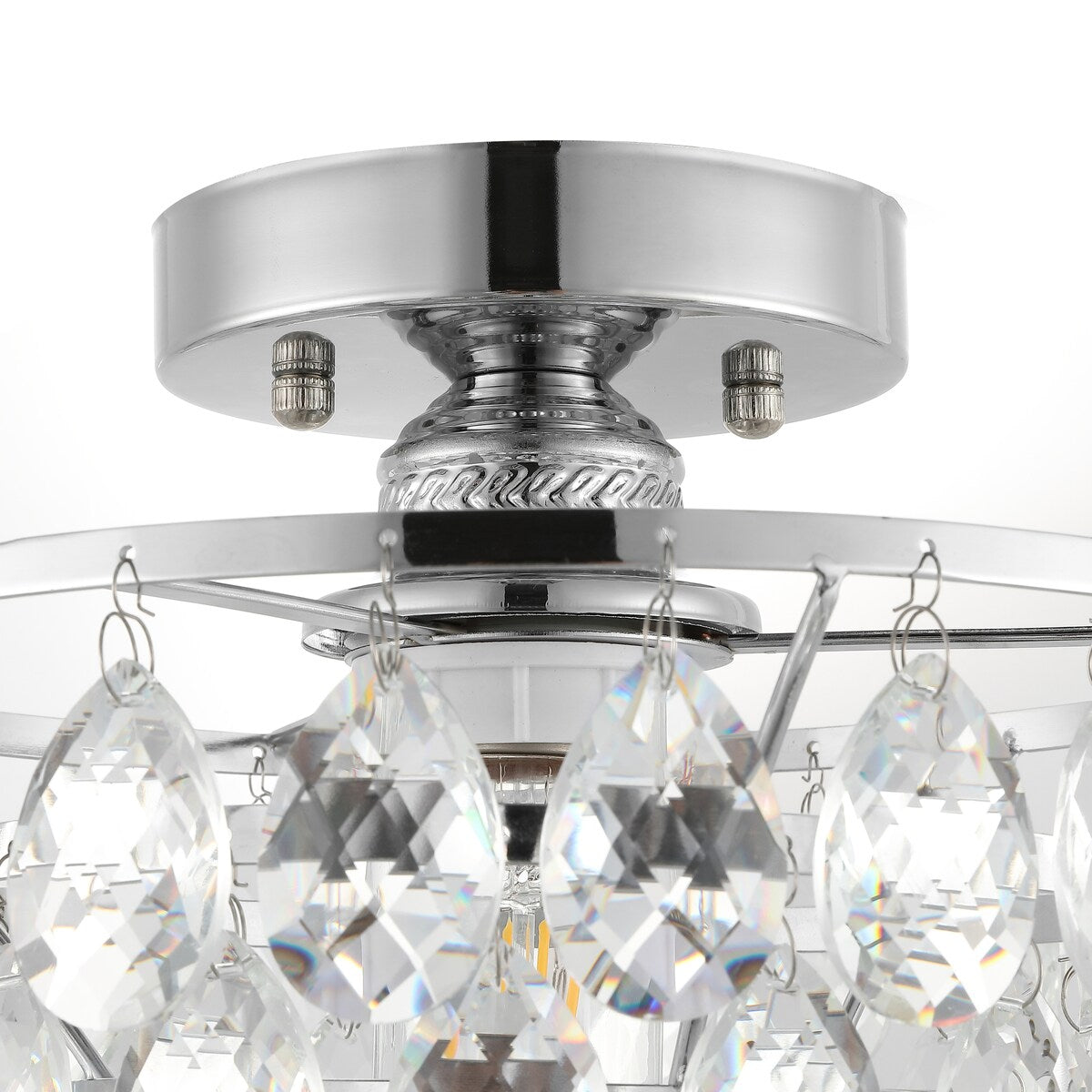 WINGBO Small Crystal Ceiling Light Fixture Mini Semi Flush Mount... - N/A