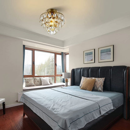 WINGBO Small Crystal Ceiling Light Fixture Mini Semi Flush Mount... - N/A