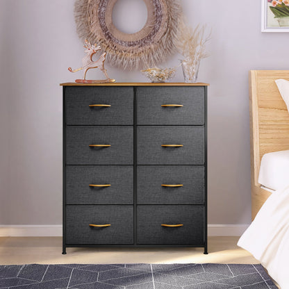 Modern 4/8/10-drawer Bedroom Fabric Dresser Storage Tower with Wood Top