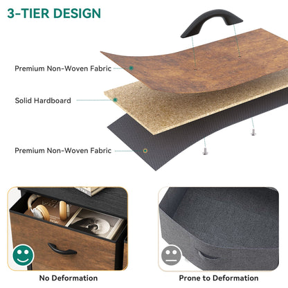 Modern 4/8/10-drawer Bedroom Fabric Dresser Storage Tower with Wood Top