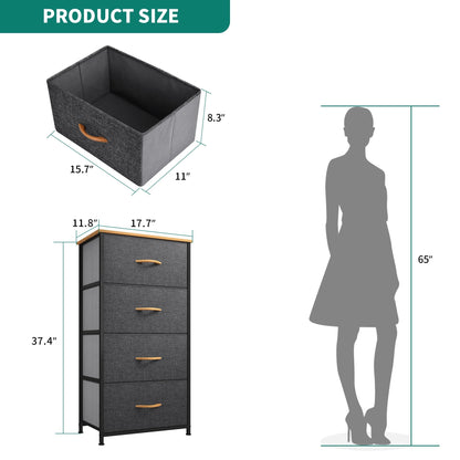 Modern 4/8/10-drawer Bedroom Fabric Dresser Storage Tower with Wood Top