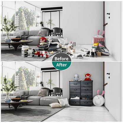 Modern 4/8/10-drawer Bedroom Fabric Dresser Storage Tower with Wood Top