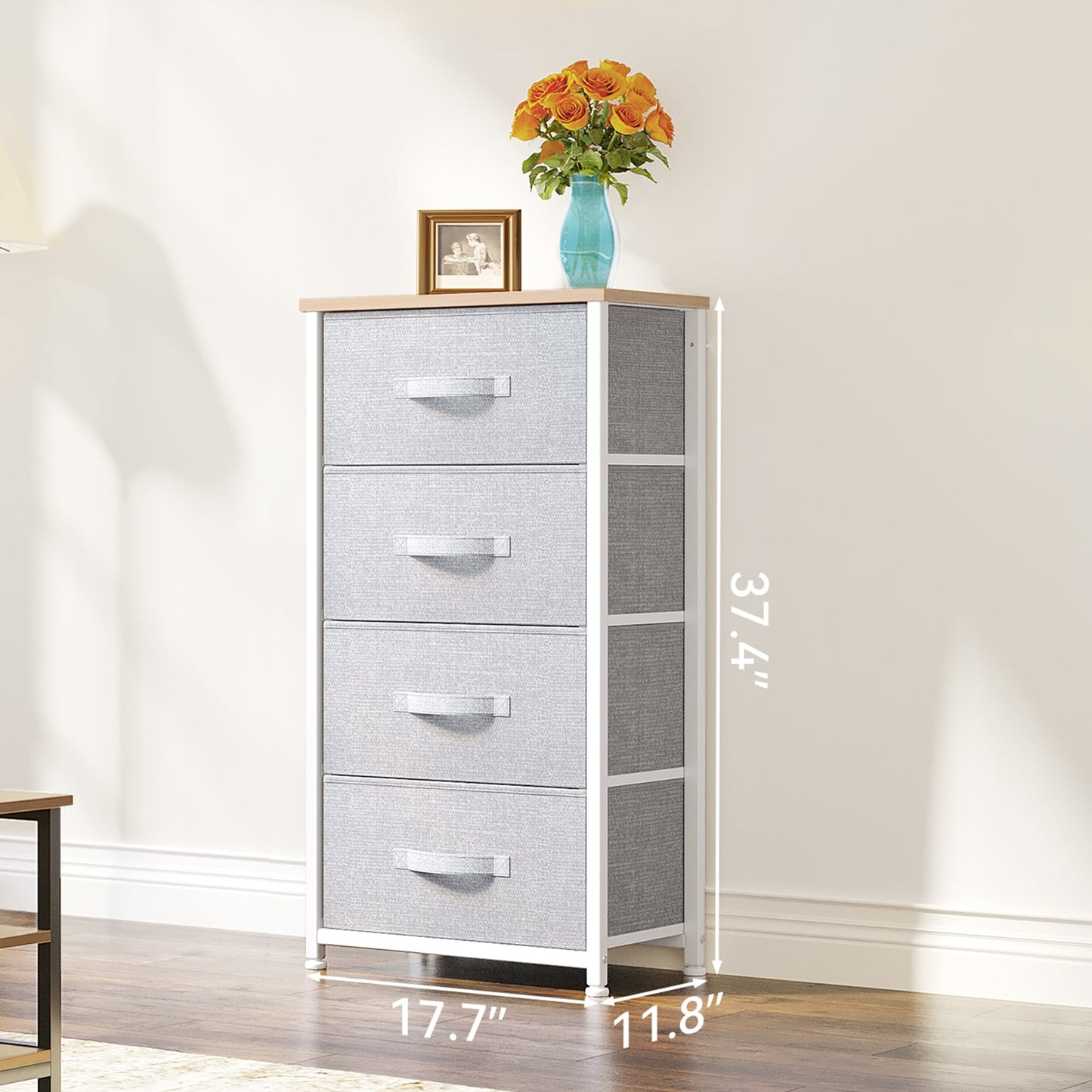 Modern 4/8/10-drawer Bedroom Fabric Dresser Storage Tower with Wood Top
